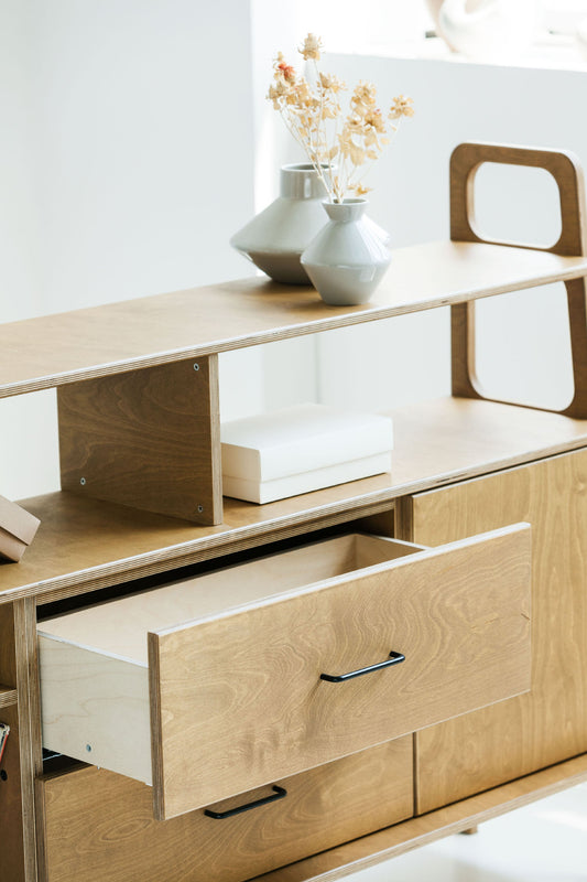 closeup-of-wooden-bookcase-mid-century-modern